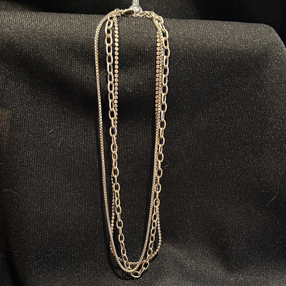 Silpada Happily Stranded 925 Silver Multi-Chain Necklace 16”. N2734
